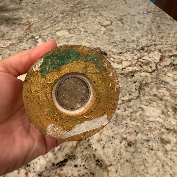 Vintage Italian Florentine Golden Copper and Wood Traditional Pepper Mill Accent - Picture 5 of 5